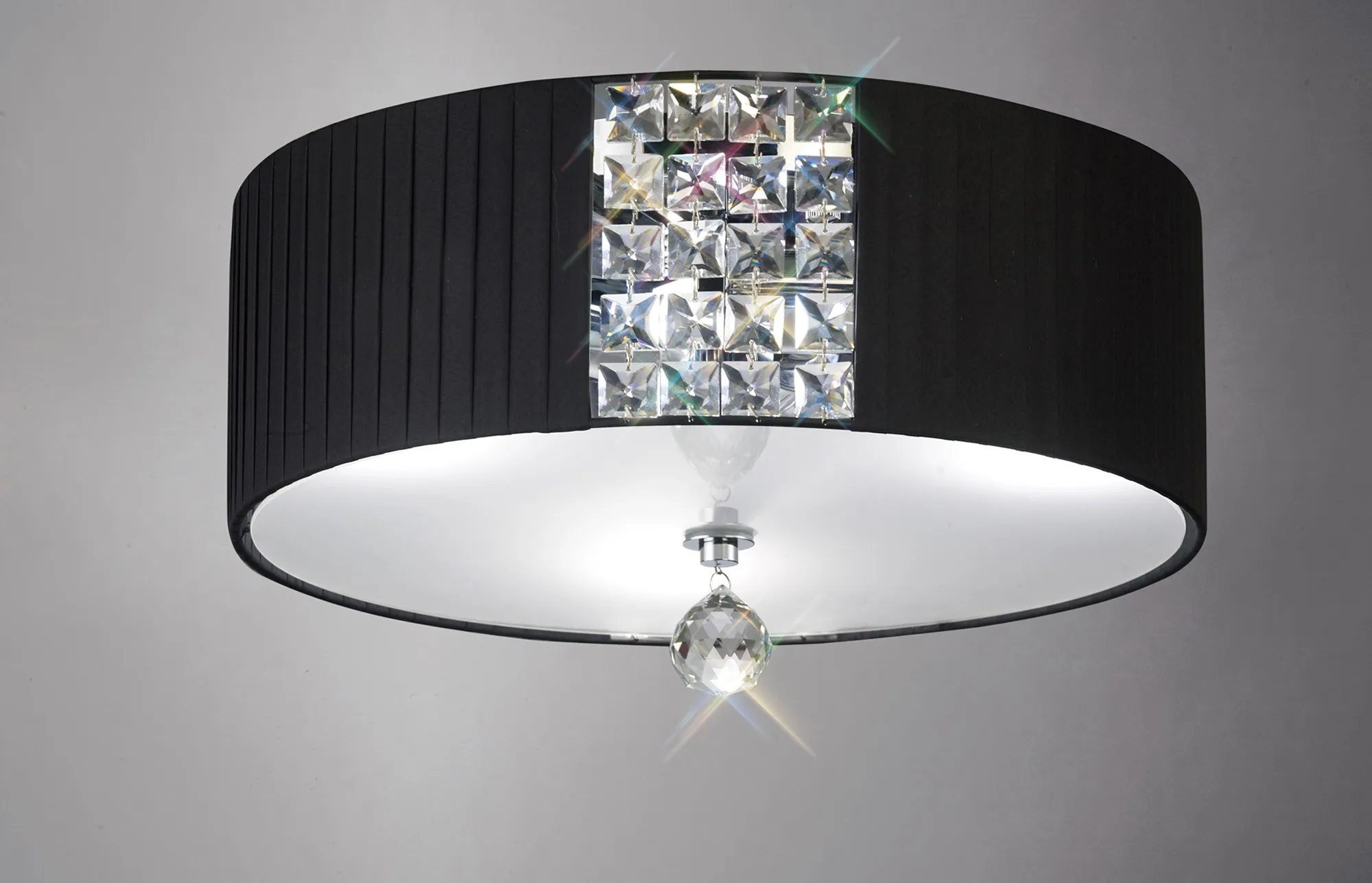 Evelyn Polished Chrome-Black Crystal Ceiling Lights Diyas Flush Crystal Fittings Evelyn Polished Chrome-Black Crystal Ceiling Lights Diyas Flush Crystal Fittings